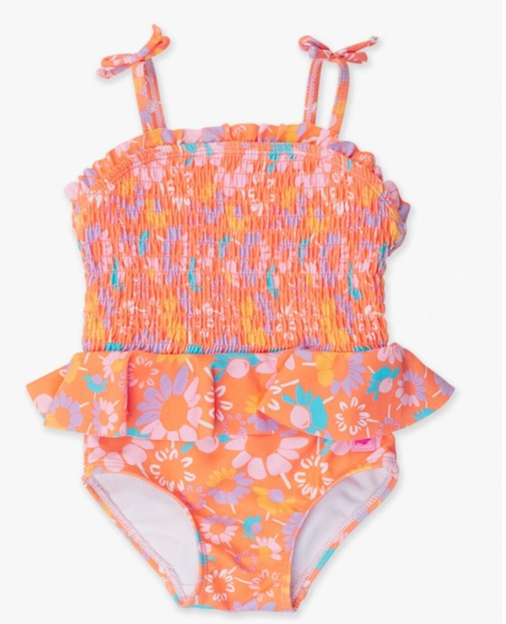 RuffleButts Peplum Smocked Bodice One Piece Swimsuit